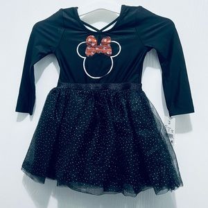 Disney Junior Minnie Mouse Black Tutu Body Suit Dress NWT